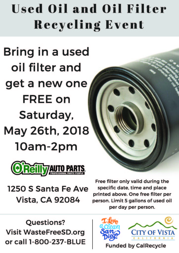 Used Oil and Oil Filter Recycling Event North County Philanthropy Council