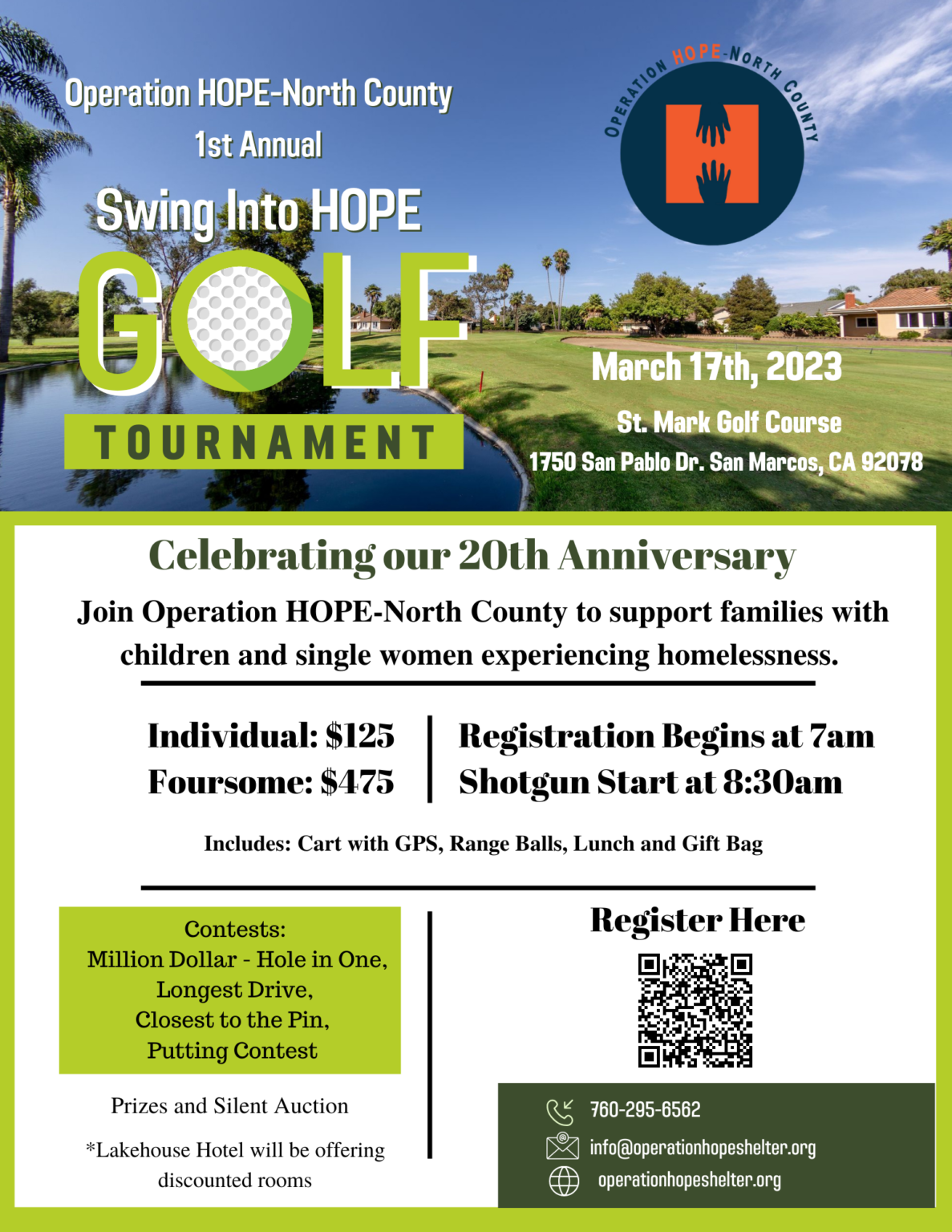 Swing Into Hope 20 Year Anniversary Golf Tournament - North County 